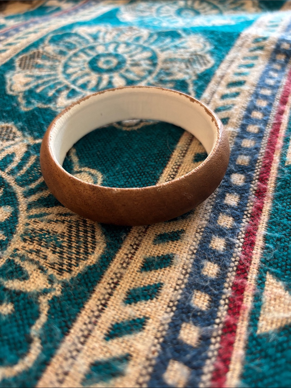 Wooden Bangle Bracelet — real wood, painted white Interior